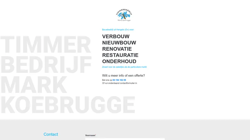 Website van Timmerbedrijf Mark Koebrugge