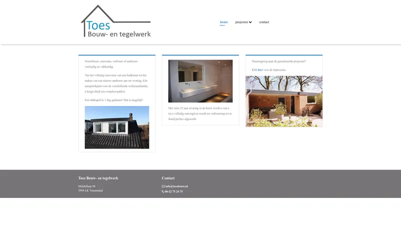 Website van Toes Bouw- en Tegelwerk