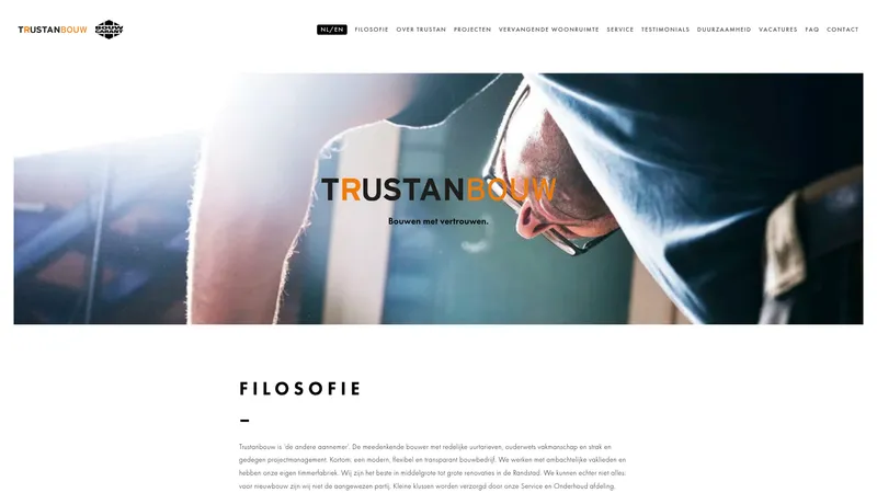 Website van Trustan Bouw Management BV