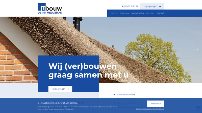 Website van Ubink Meuleman Bouw BV