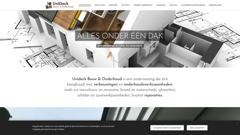 Website van Unideck Bouw & Onderhoud