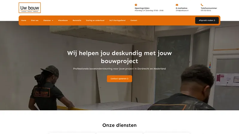 Website van Uw Bouw Nederland B.V.