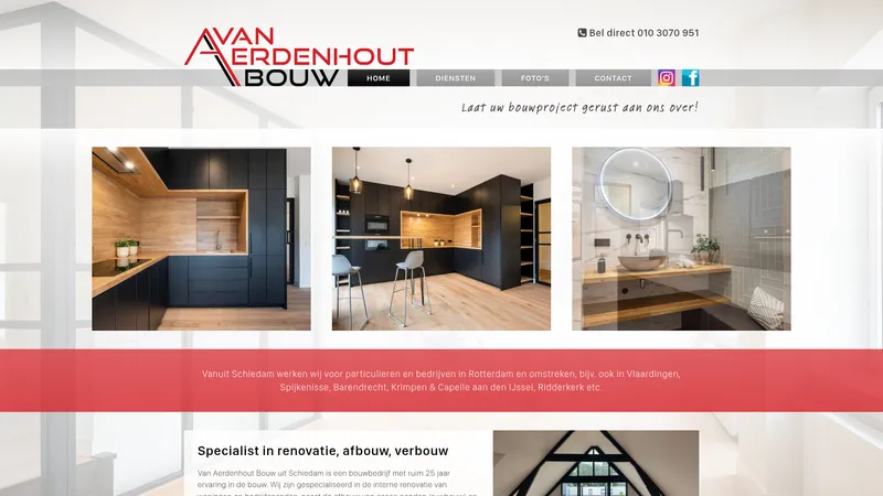 Website van Van Aerdenhout Bouw Bv
