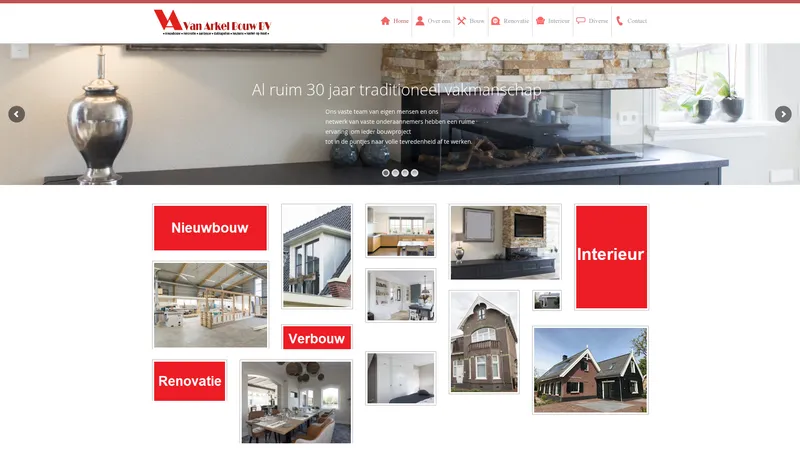 Website van Van Arkel Bouw B.V.