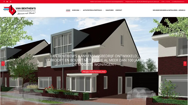 Website van van Benthem's Aannemingsbedrijf B.V. Deurningen - Oldenzaal