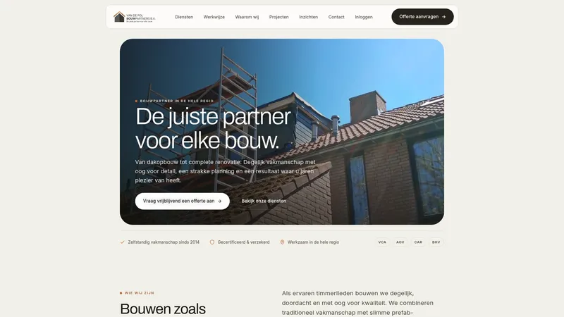 Website van van de pol bouwpartners