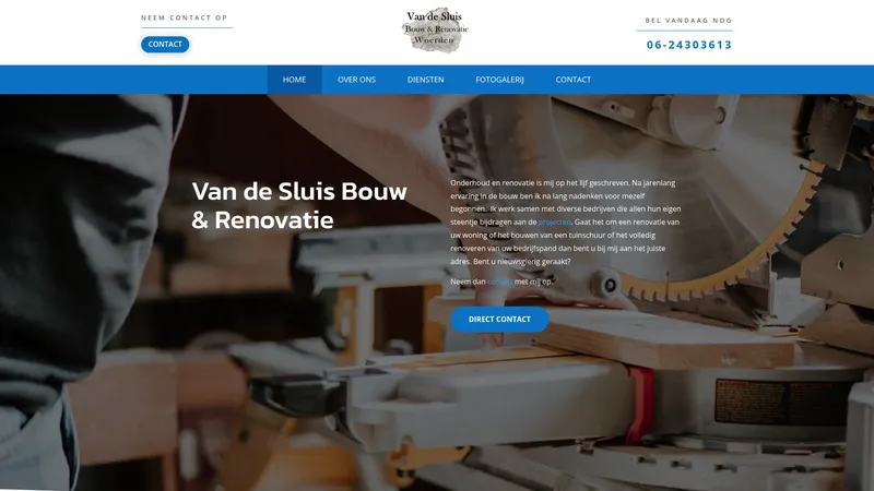 Website van Van de Sluis Bouw & Renovatie