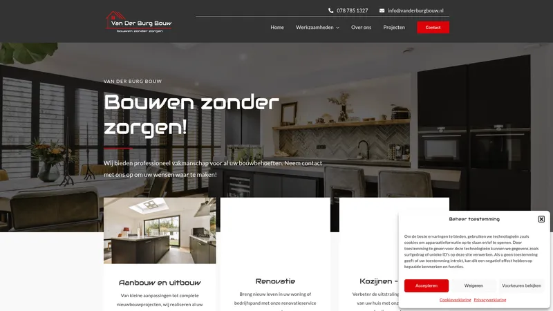 Website van van der burg bouw