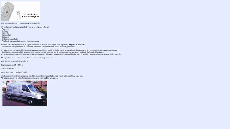 Website van Van der Lee Klussenbedrijf B.V.
