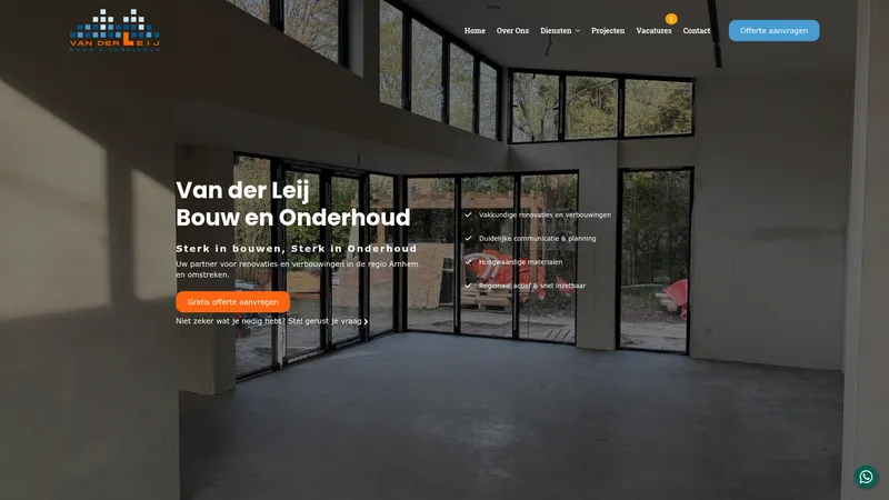 Website van Van der Leij Bouw en onderhoud