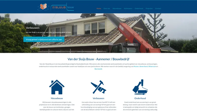 Website van Van der Sluijs Bouw
