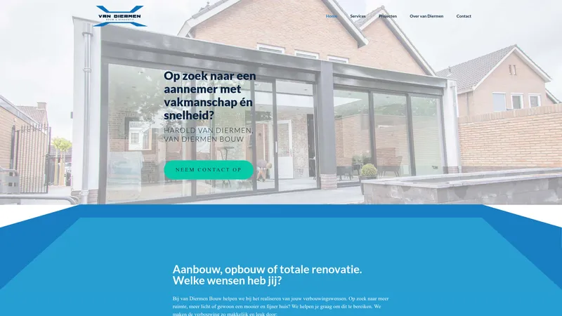 Website van Van Diermen Bouw en Onderhoud
