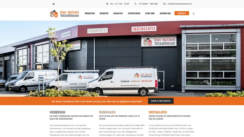 Website van Van Huizen Totaalbouw