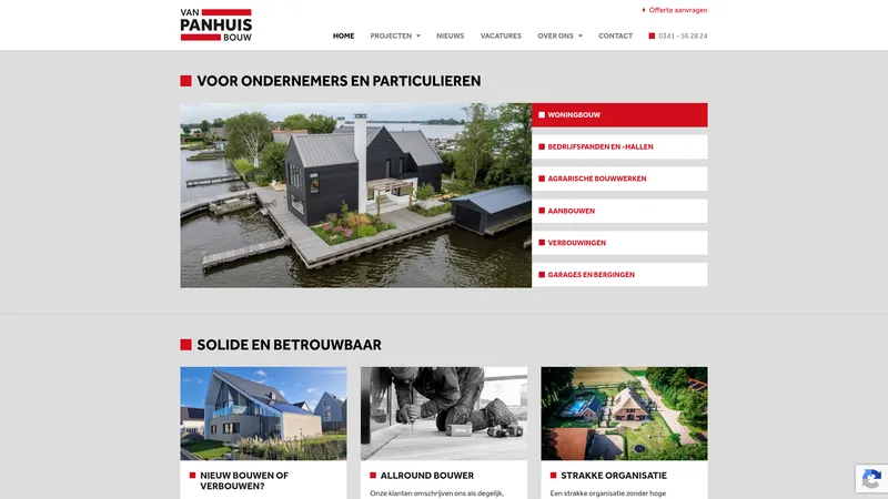 Website van Van Panhuis Bouw