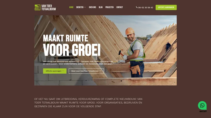 Website van VAN TOER TOTAALBOUW