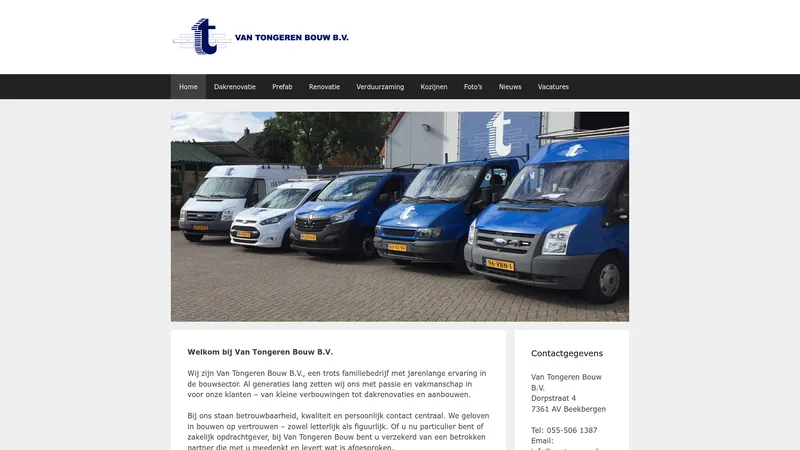 Website van Van Tongeren Bouw B.V.