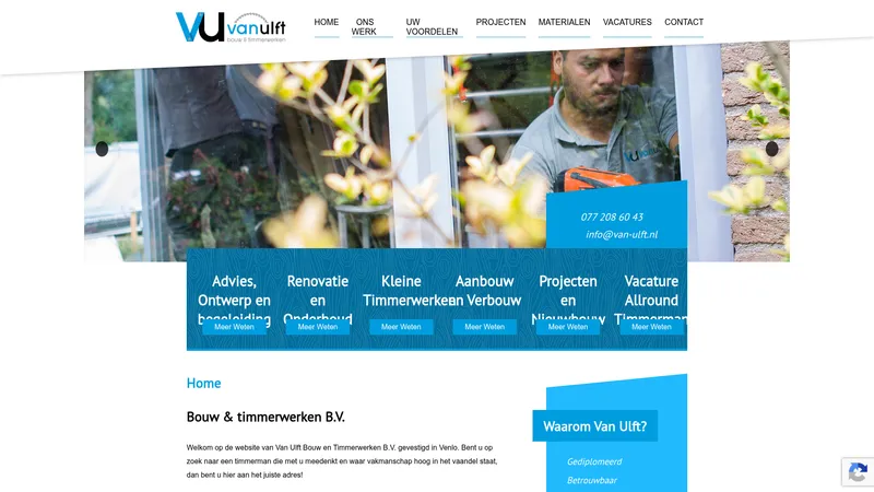 Website van Van Ulft Bouw- en timmerwerken
