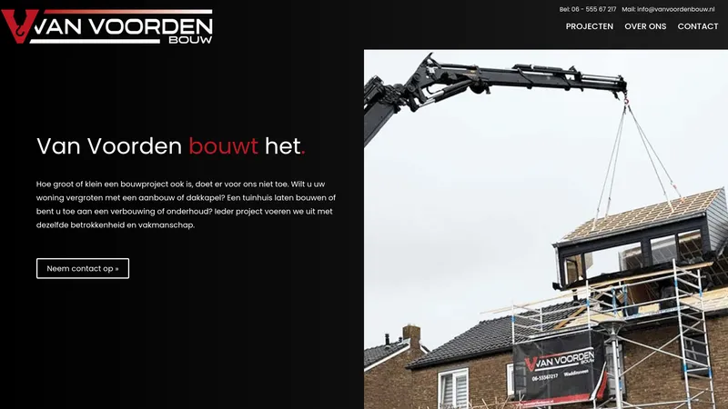 Website van Van Voorden Bouw