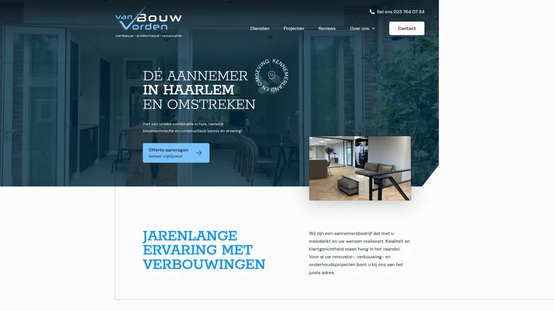 Website van Van Vorden Bouw BV