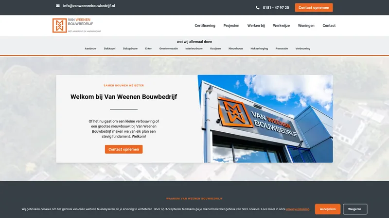 Website van Van Weenen Bouwbedrijf