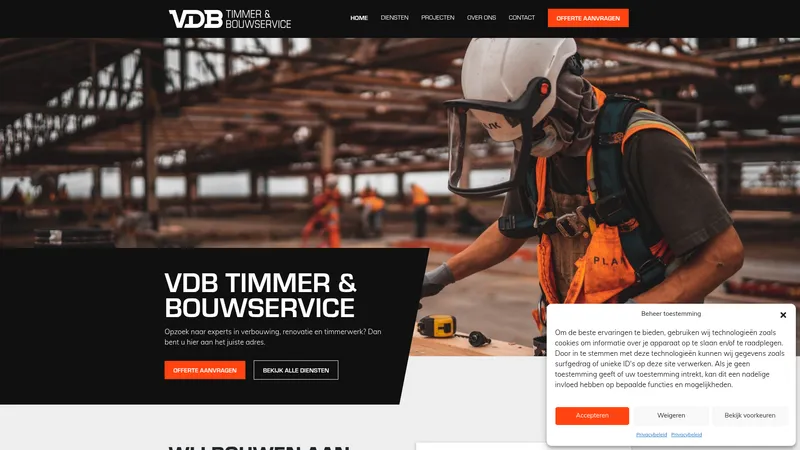 Website van VDB Timmer en Bouwservice