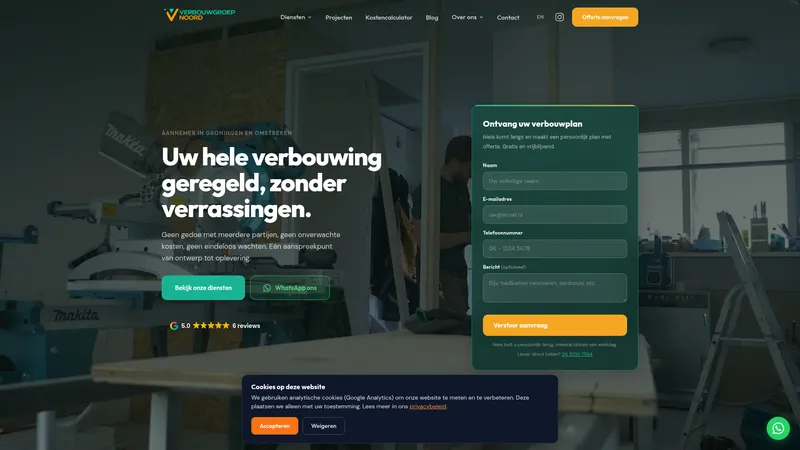 Website van Verbouwgroep Noord