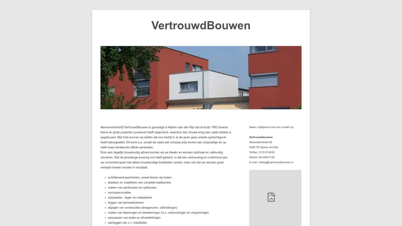Website van VertrouwdBouwen