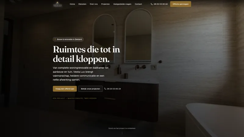 Website van Vesta Lux B.V.