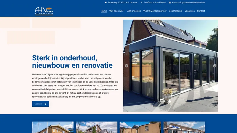 Website van Visser & Zn Aannemersbedrijf A H