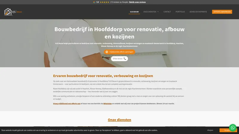 Website van VJS Bouw