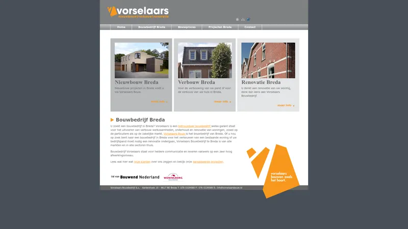 Website van Vorselaars Bouwbedrijf Breda