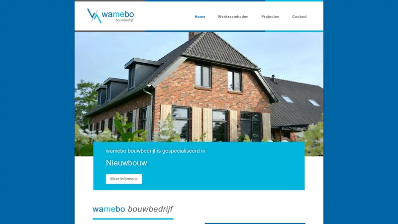Website van Wamebo Bouwbedrijf