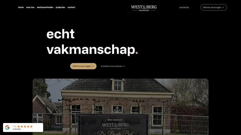 Website van West & Berg Bouwgroep