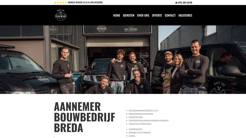 Website van What the Vakman BV - Aannemer en Bouwbedrijf Breda