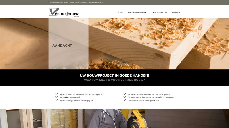 Website van (Willem) Vermeij Bouwbedrijf Aannemersbedrijf Timmerwerken Timmerman Leusden Amersfoort