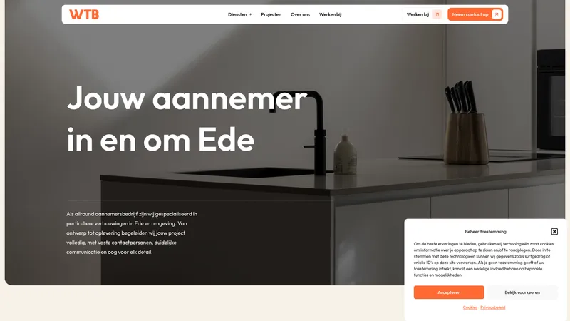 Website van WTB Bouw & Renovatie