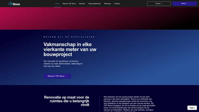 Website van YSF bouw b.v. / construction company